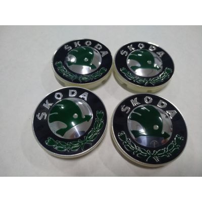 купити Колпачок в диск Skoda 56/53мм зелений+основание белое+втоплений IZD 601 151A для дисків